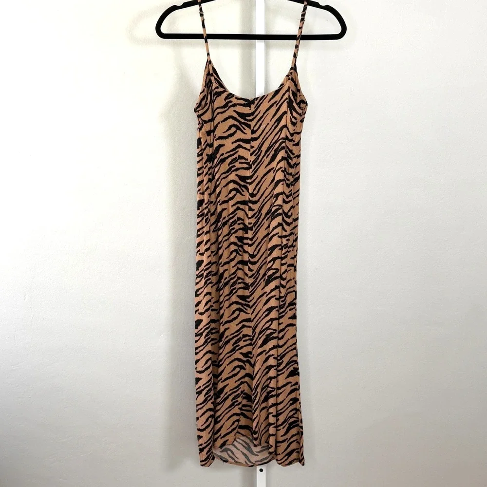 Reformation‎ Animal Print Midi Dress Bodycon Size 0 Sexy Slit 90s Chic It Girl